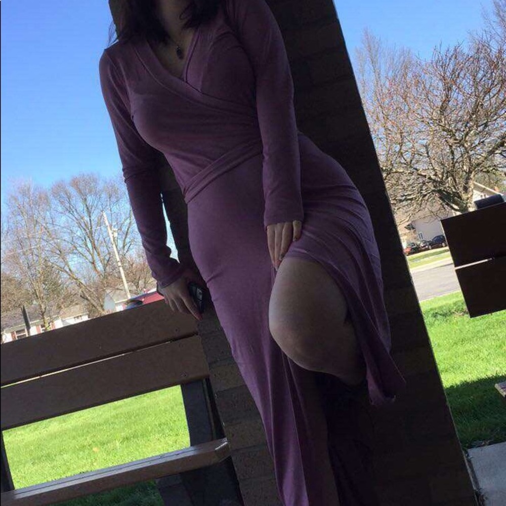 Long pink wrap dress